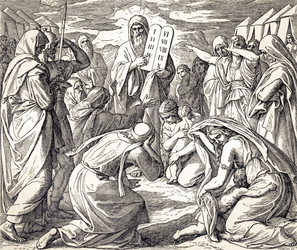 Exodus 34: Moses presents the Ten Commandments on tablets