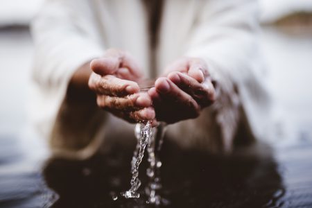 Jesus with water in hands