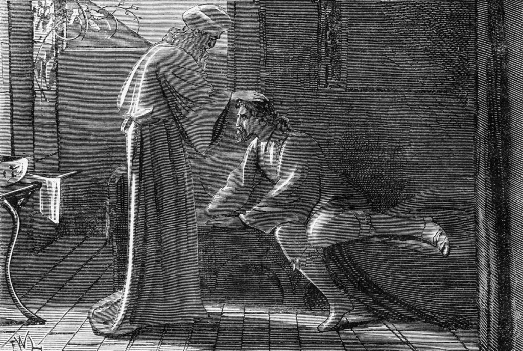 In Acts 9 Saul is healed after Ananias prays for him.