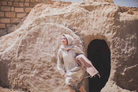 Woman at the empty tomb of Jesus